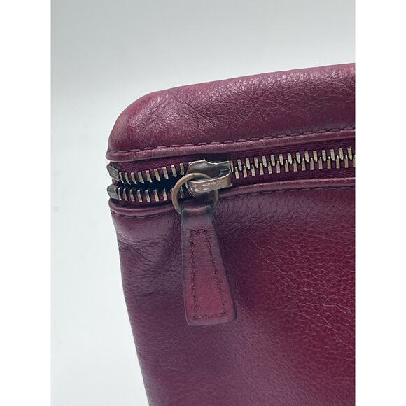 *Longchamp Vintage Le‎ Pliage Cuir Burgundy Wine Leather Clutch Wristlet - Picture 3 of 12